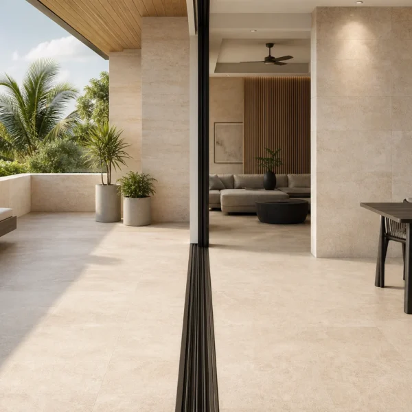 Carrelage grand format dans une villa contemporaine en Martinique